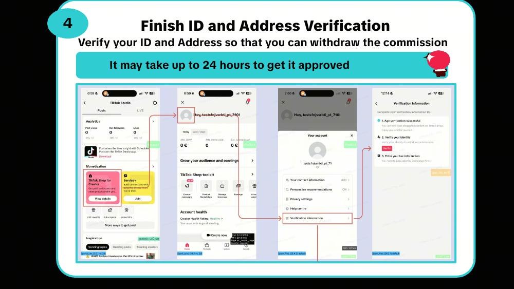 Ροή για verification information: από το Monetisation card μέχρι το Verify identity